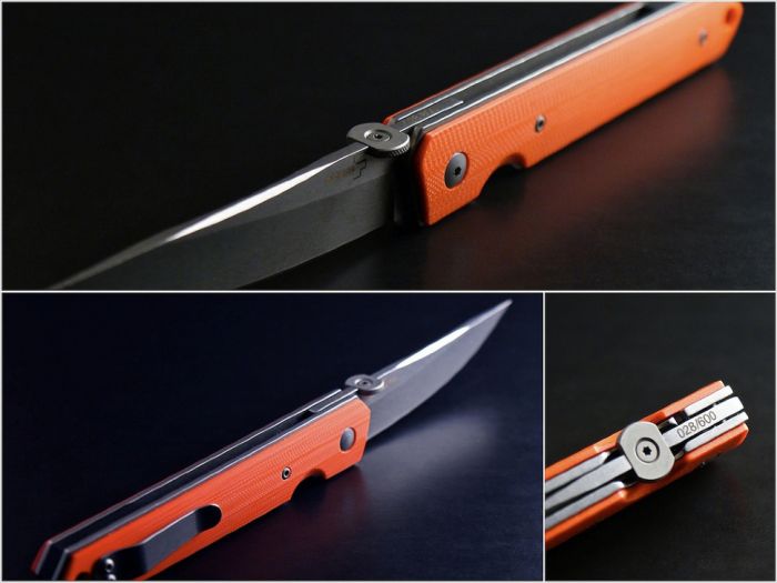 Нож складной Kwaiken Folder Orange (IKBS®), Boker Plus 01BO292, сталь AUS-8 Stonewashed Plain, рукоять стеклотекстолит G10, оранжевый