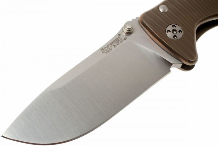 Нож складной LionSteel SR2 B (BRONZE) Mini, сталь Uddeholm Sleipner® Satin, рукоять титан по технологии Solid®, бронзовый