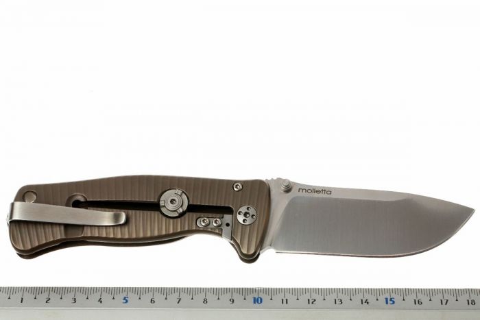 Нож складной LionSteel SR2 B (BRONZE) Mini, сталь Uddeholm Sleipner® Satin, рукоять титан по технологии Solid®, бронзовый