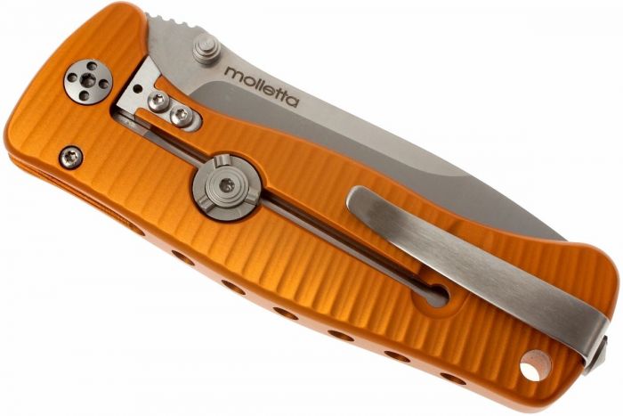 Нож складной LionSteel SR2A OS Mini, сталь Uddeholm Sleipner® Satin Finish, рукоять алюминий (Solid®), оранжевый
