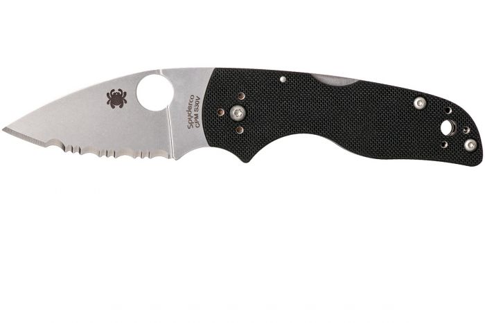 Нож складной Lil' Native MID - Spyderco 230MBGS, сталь Crucible CPM® S30V™ Satin Serrated, рукоять стеклотекстолит G10, чёрный